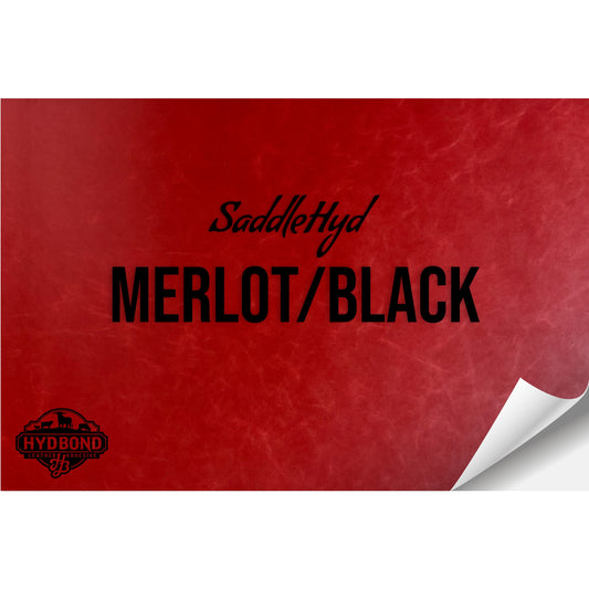 SADDLEHYD MERLOT/BLACK WITH ADHESIVE HYDBOND LEATHERETTE SHEET (12"x24") ULTRAHYD®
