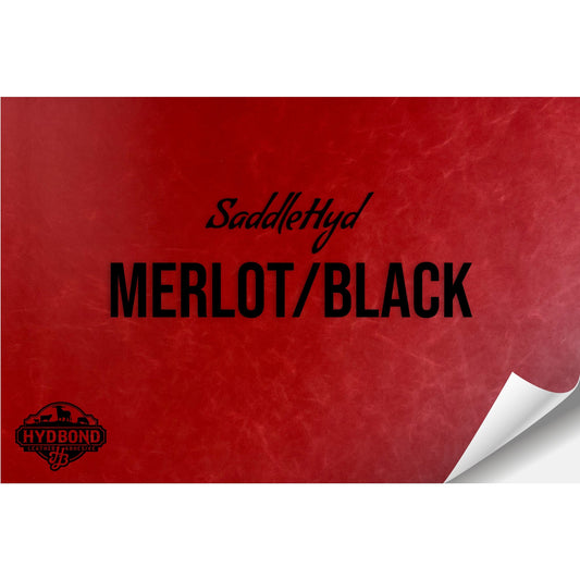 SADDLEHYD MERLOT/BLACK WITH PRESS & STICK ADHESIVE HYDBOND LEATHERETTE SHEET (12"x24") ULTRAHYD®