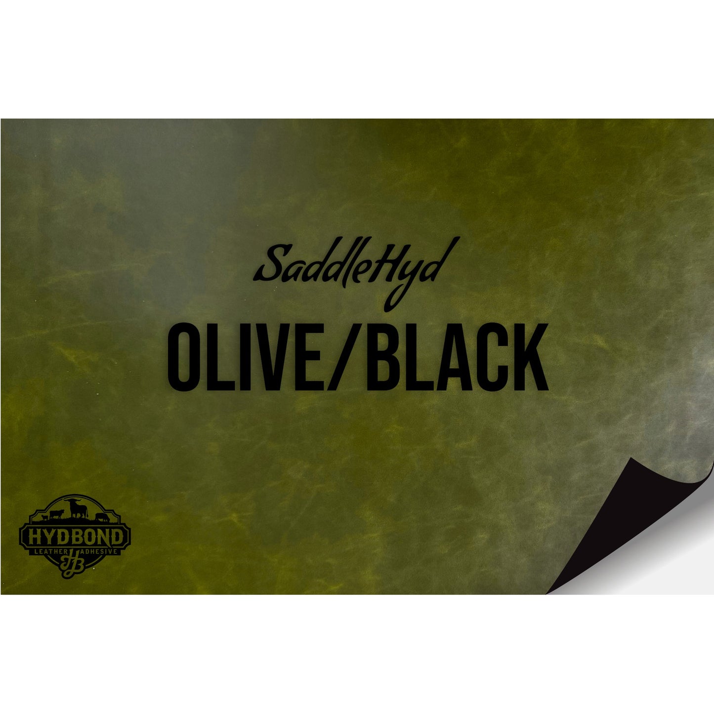 NO ADHESIVE SADDLEHYD OLIVE/BLACK LEATHERETTE SHEET (12"x24") ULTRAHYD®
