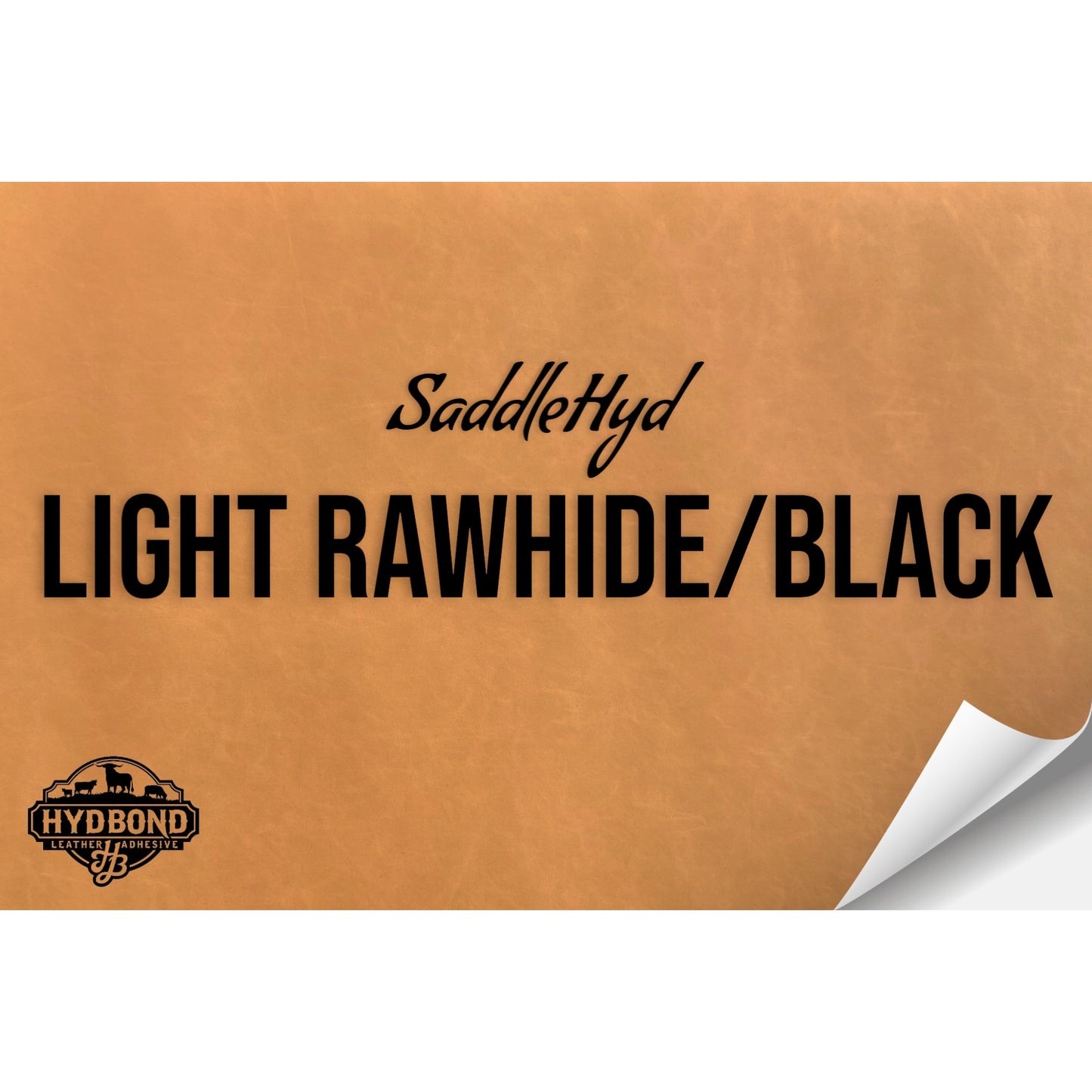 SADDLEHYD LIGHT RAWHIDE/BLACK WITH ADHESIVE HYDBOND LEATHERETTE SHEET (12"x24") ULTRAHYD®