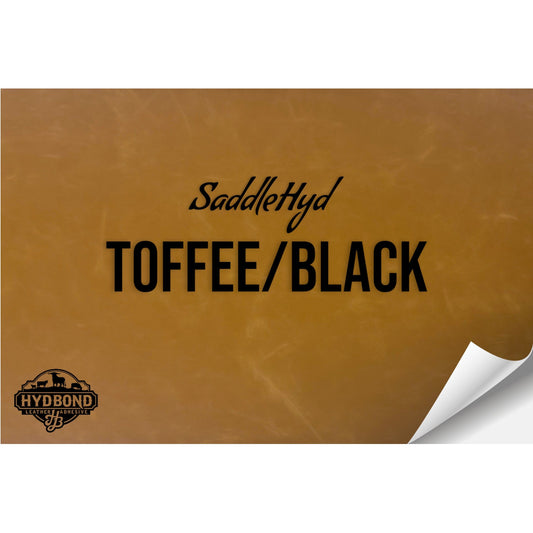 SADDLEHYD TOFFEE/BLACK WITH PRESS & STICK ADHESIVE HYDBOND LEATHERETTE SHEET (12"x24") STANDARD
