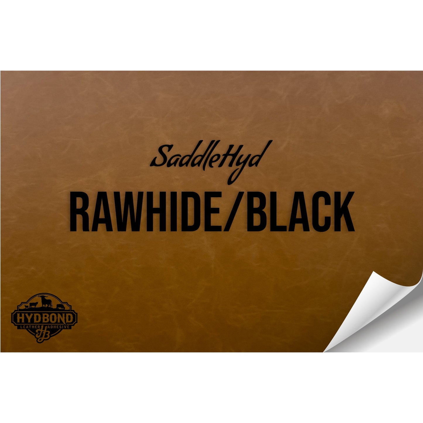 SADDLEHYD RAWHIDE/BLACK WITH ADHESIVE HYDBOND LEATHERETTE SHEET (12"x24") ULTRAHYD®