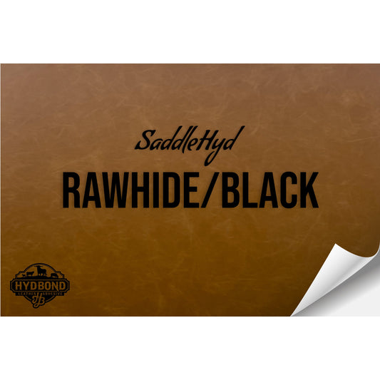 SADDLEHYD RAWHIDE/BLACK WITH ADHESIVE HYDBOND LEATHERETTE SHEET (12"x24") ULTRAHYD®