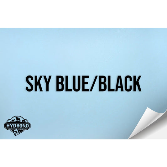 SKY BLUE/BLACK WITH PRESS & STICK ADHESIVE HYDBOND LEATHERETTE SHEET (12"x24") STANDARD