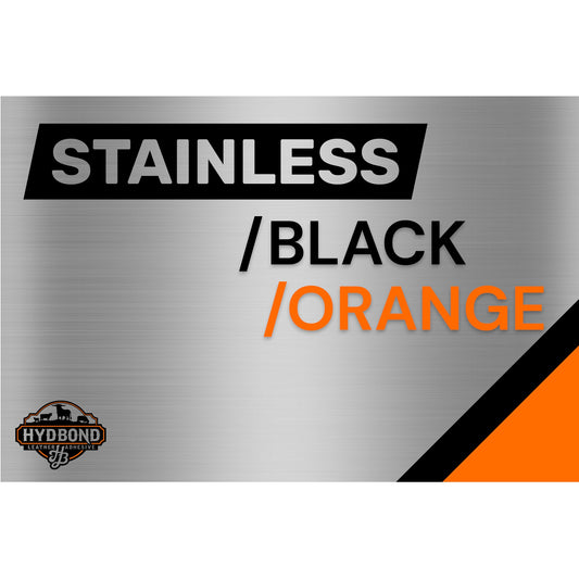 HYDBOND STAINLESS/BLACK/ORANGE ACRYLIC ADHESIVE® BACKED PANEL