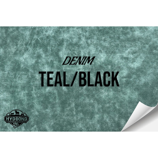 TEAL DENIM/BLACK HYDBOND VELCRO®-BACKED LEATHERETTE SHEET (12"x24") ULTRAHYD®