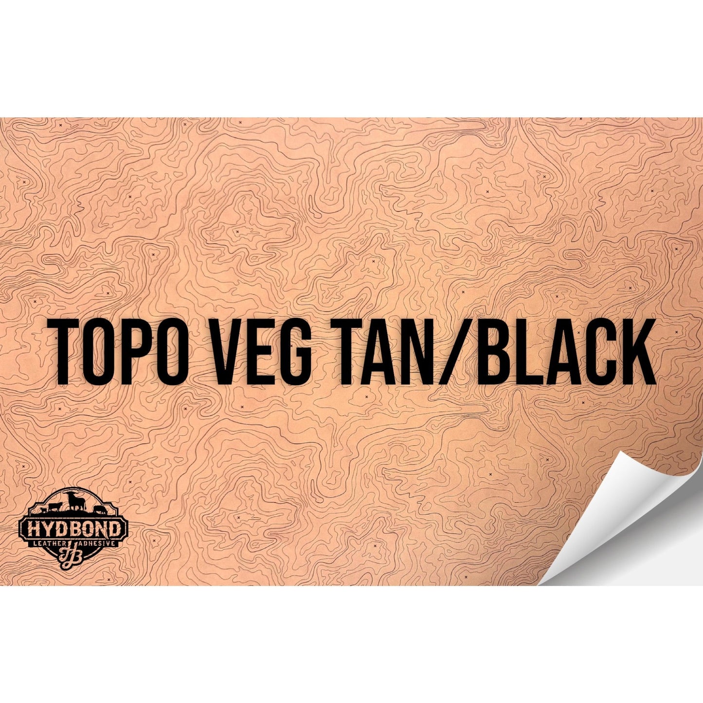 TOPO VEG TAN/BLACK HYDBOND VELCRO®-BACKED LEATHERETTE SHEET (12"x24") COLORFAUX UV™ ULTRAHYD™