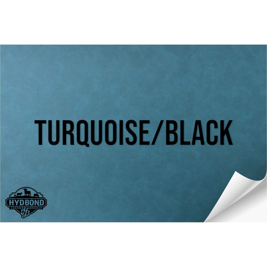 TURQUOISE/BLACK WITH PRESS & STICK ADHESIVE HYDBOND LEATHERETTE SHEET (12"x24") STANDARD