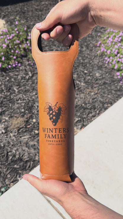 HYDBOND LEATHERETTE WINE SLING™ - TOFFEE/BLACK - 750ML BOTTLES