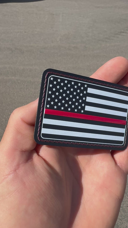 UVSTAK USA FLAG RED LINE WITH ADHESIVE-PRESS READY PATCH-3.5" x 2"